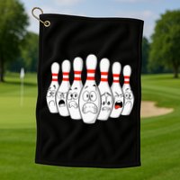 Cartoon Bowling Funny Scared Bowling Pins Golf Towel