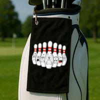Cartoon Bowling Funny Scared Bowling Pins Golf Towel
