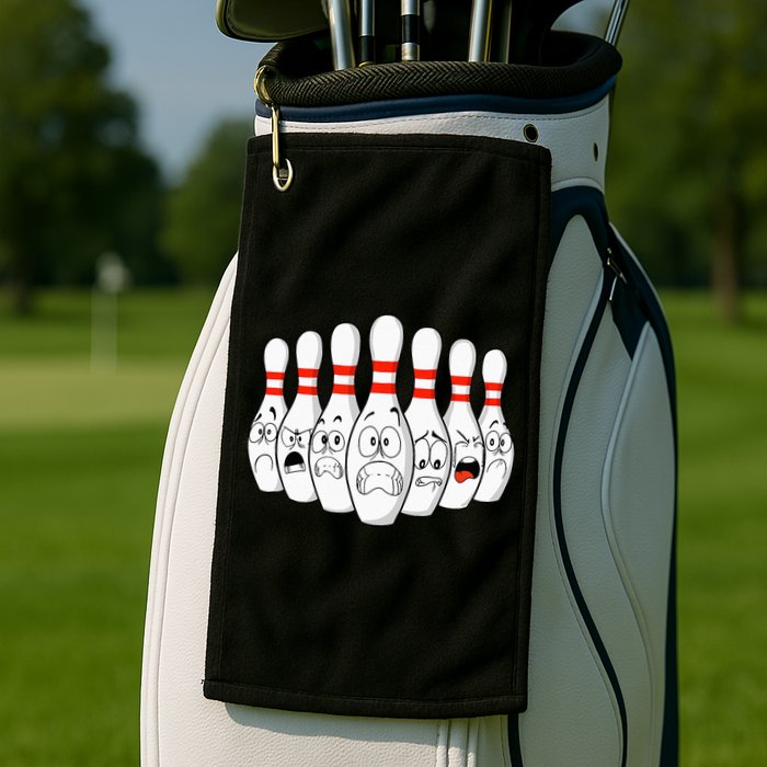 Cartoon Bowling Funny Scared Bowling Pins Golf Towel