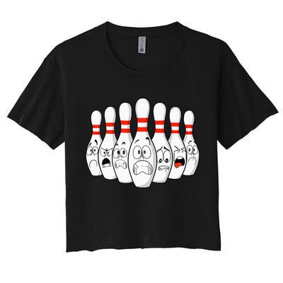 Cartoon Bowling Funny Scared Bowling Pins Crop Top