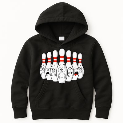 Cartoon Bowling Funny Scared Bowling Pins Kids Hoodie