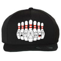 Cartoon Bowling Funny Scared Bowling Pins Wool Snapback Cap