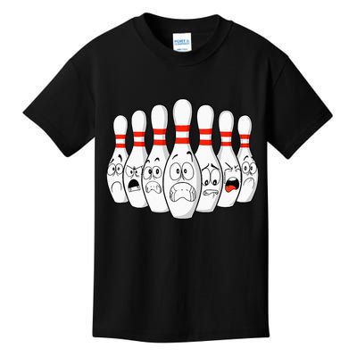 Cartoon Bowling Funny Scared Bowling Pins Kids T-Shirt
