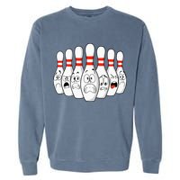 Cartoon Bowling Funny Scared Bowling Pins Garment-Dyed Sweatshirt