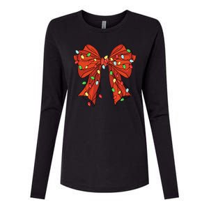 Christmas Bow Festive Holiday Womens Cotton Relaxed Long Sleeve T-Shirt