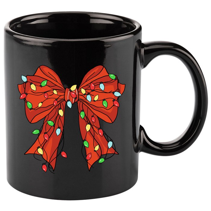 Christmas Bow Festive Holiday 11oz C Handle Ceramic Mug