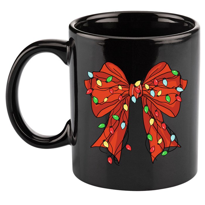 Christmas Bow Festive Holiday 11oz C Handle Ceramic Mug