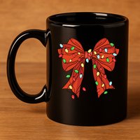 Christmas Bow Festive Holiday 11oz C Handle Ceramic Mug