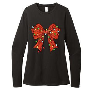 Christmas Bow Festive Holiday Womens CVC Long Sleeve Shirt