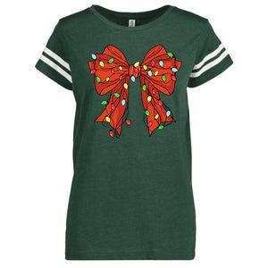 Christmas Bow Festive Holiday Enza Ladies Jersey Football T-Shirt