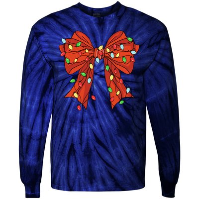 Christmas Bow Festive Holiday Tie-Dye Long Sleeve Shirt