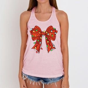 Christmas Bow Festive Holiday Women's Knotted Racerback Tank