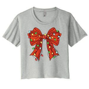 Christmas Bow Festive Holiday Women's Crop Top Tee