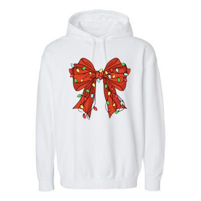 Christmas Bow Festive Holiday Garment-Dyed Fleece Hoodie