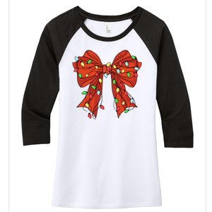 Christmas Bow Festive Holiday Women's Tri-Blend 3/4-Sleeve Raglan Shirt