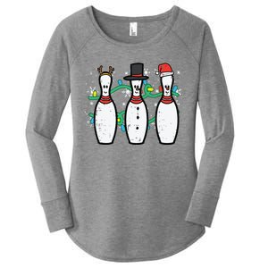 Christmas Bowling Funny Xmas Sports Bowler Women Women's Perfect Tri Tunic Long Sleeve Shirt