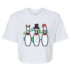 Christmas Bowling Funny Xmas Sports Bowler Women Bella+Canvas Jersey Crop Tee