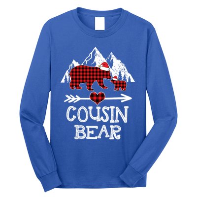 Cousin Bear Funny Gift Red Buffalo Plaid Grandma Bear Pajama Gift Long Sleeve Shirt