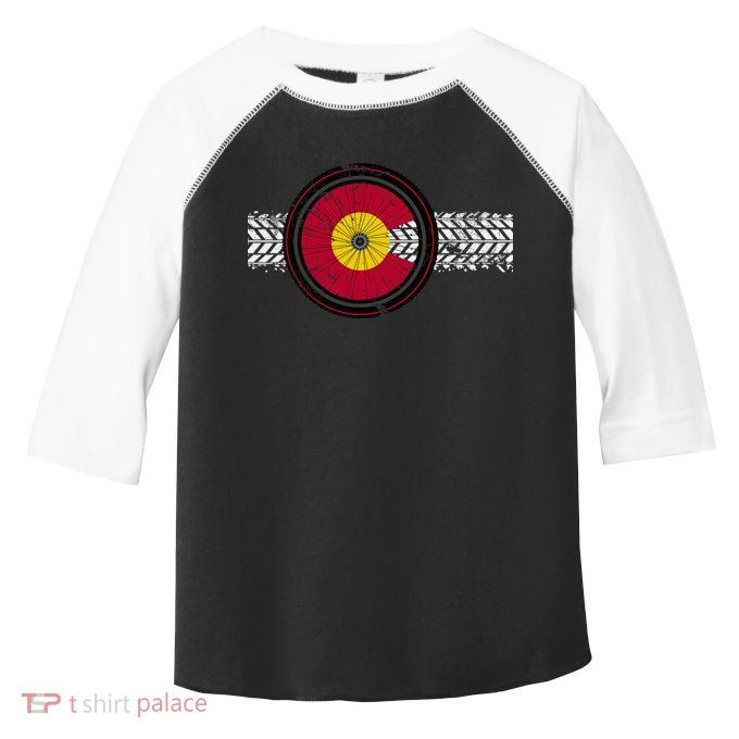 Colorado Bike Flag Mountain Bike Biking Cyclist Cycling Toddler Fine Jersey T-Shirt