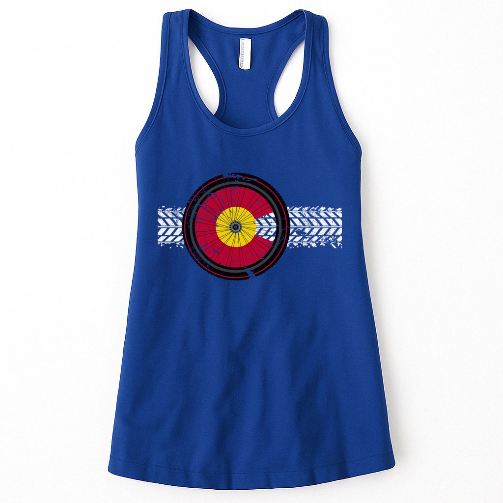 Colorado Bike Flag Mountain Bike Biking Cyclist Cycling Womens Tank Top