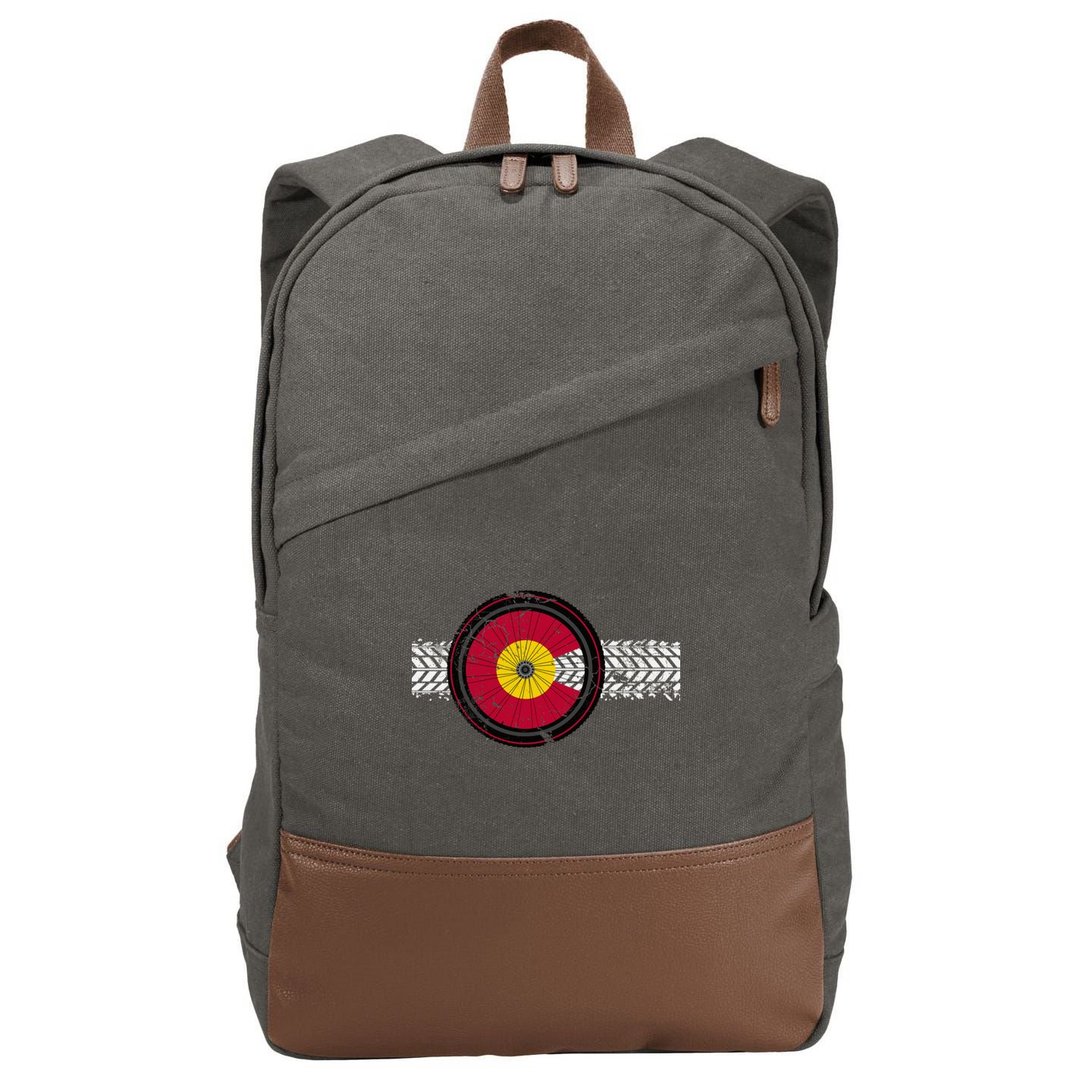 Colorado Bike Flag Mountain Bike Biking Cyclist Cycling Cotton Canvas Backpack