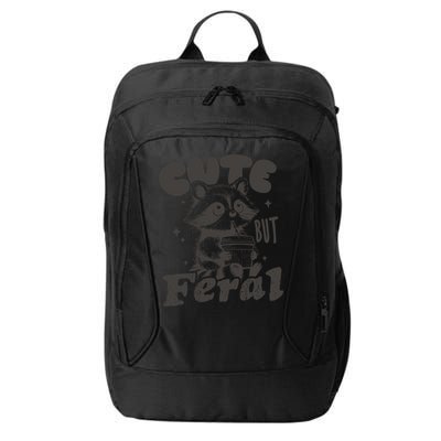 Cute But Feral Funny Racoon With Glasses  City Backpack
