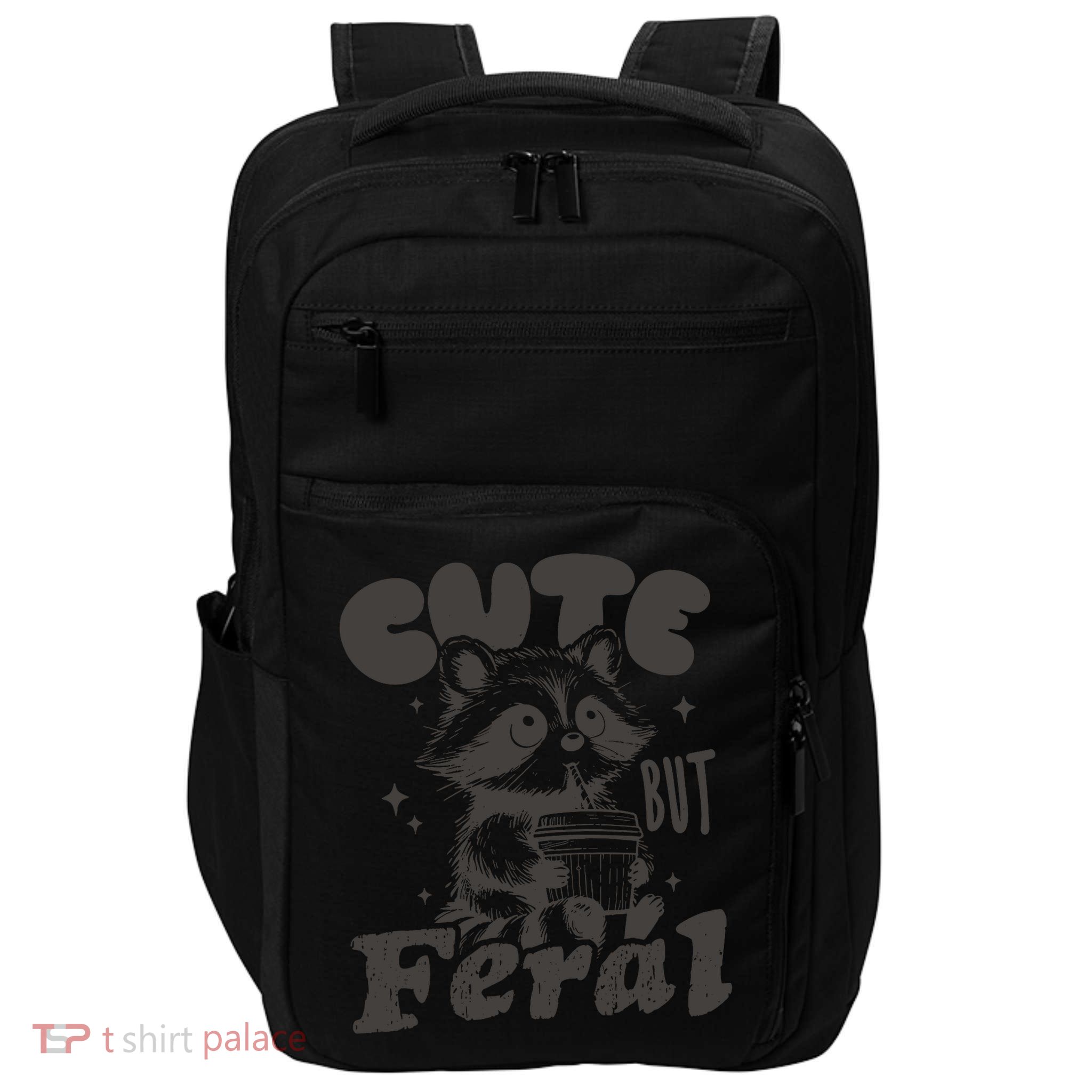 Cute But Feral Funny Racoon With Glasses  Impact Tech Backpack