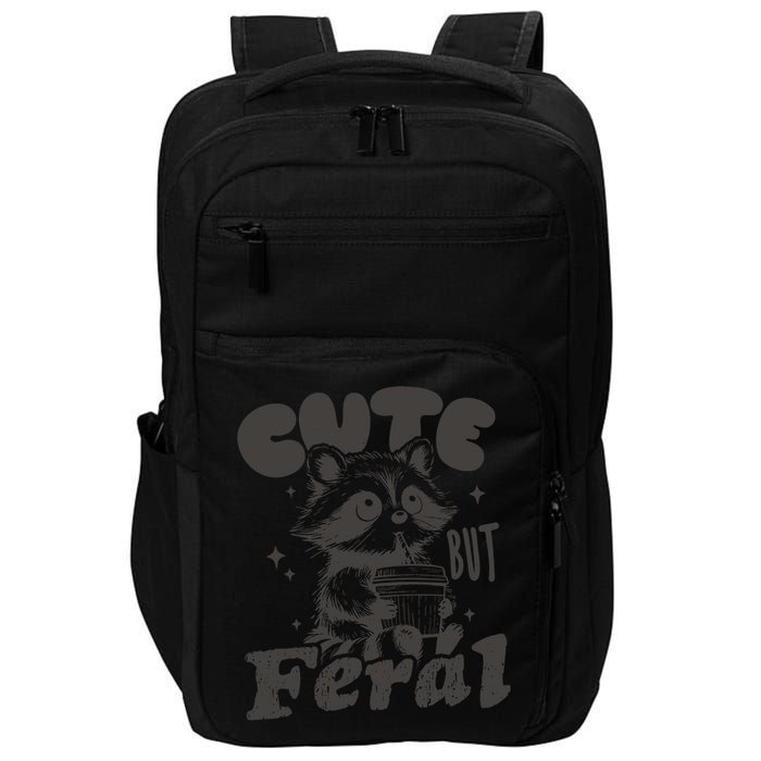 Cute But Feral Funny Racoon With Glasses  Impact Tech Backpack