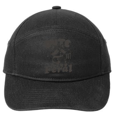 Cute But Feral Funny Racoon With Glasses  7-Panel Snapback Hat