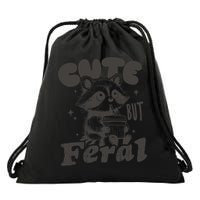 Cute But Feral Funny Racoon With Glasses  Drawstring Bag