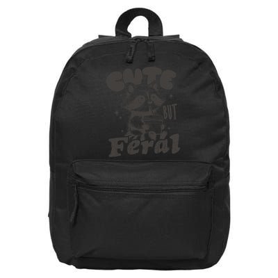 Cute But Feral Funny Racoon With Glasses  16 in Basic Backpack
