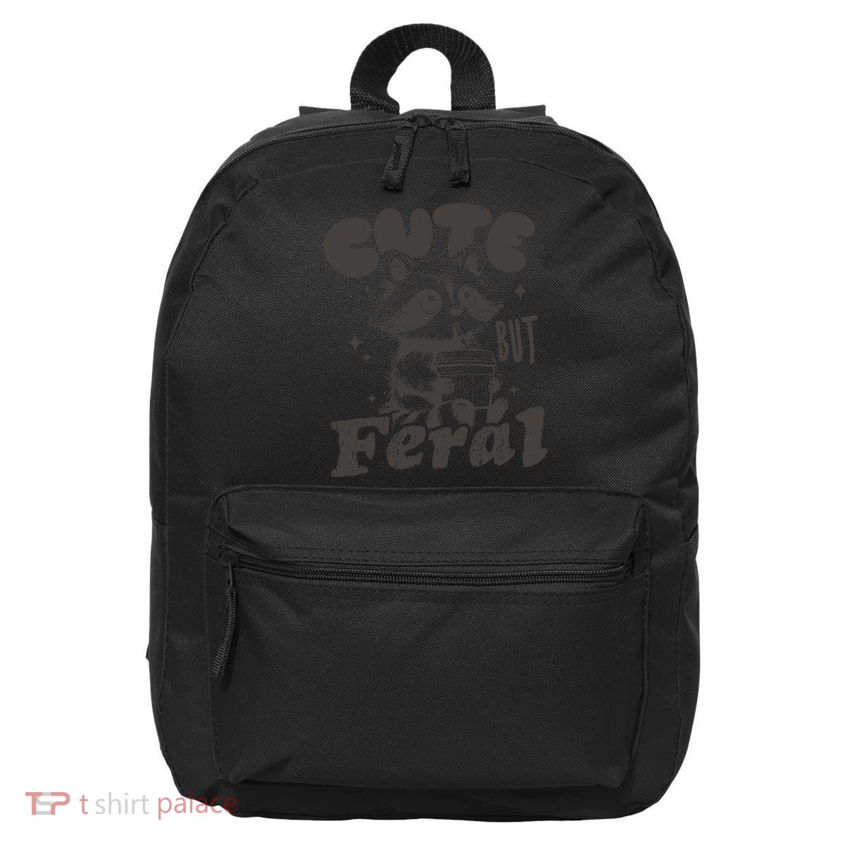 Cute But Feral Funny Racoon With Glasses  16 in Basic Backpack