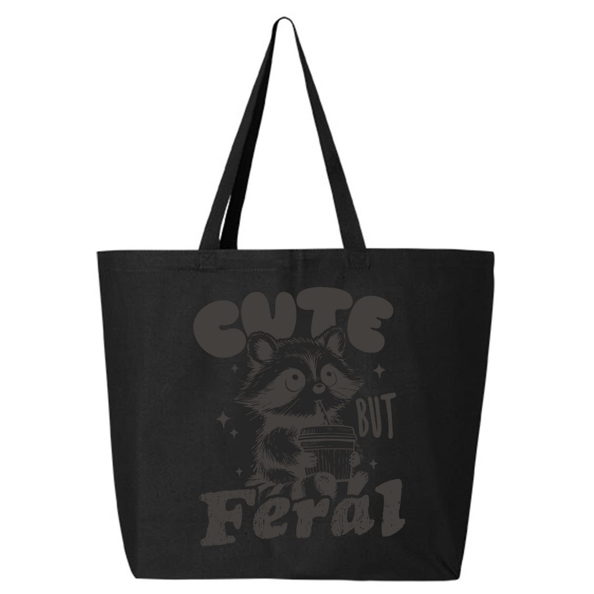 Cute But Feral Funny Racoon With Glasses  25L Jumbo Tote
