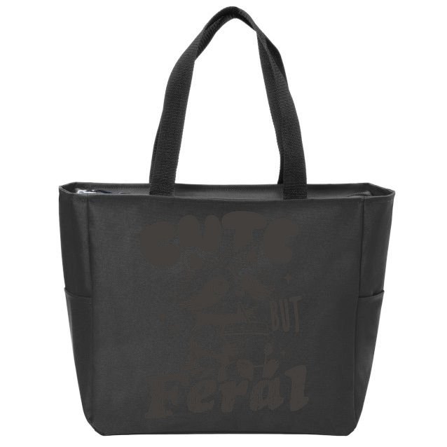 Cute But Feral Funny Racoon With Glasses  Zip Tote Bag
