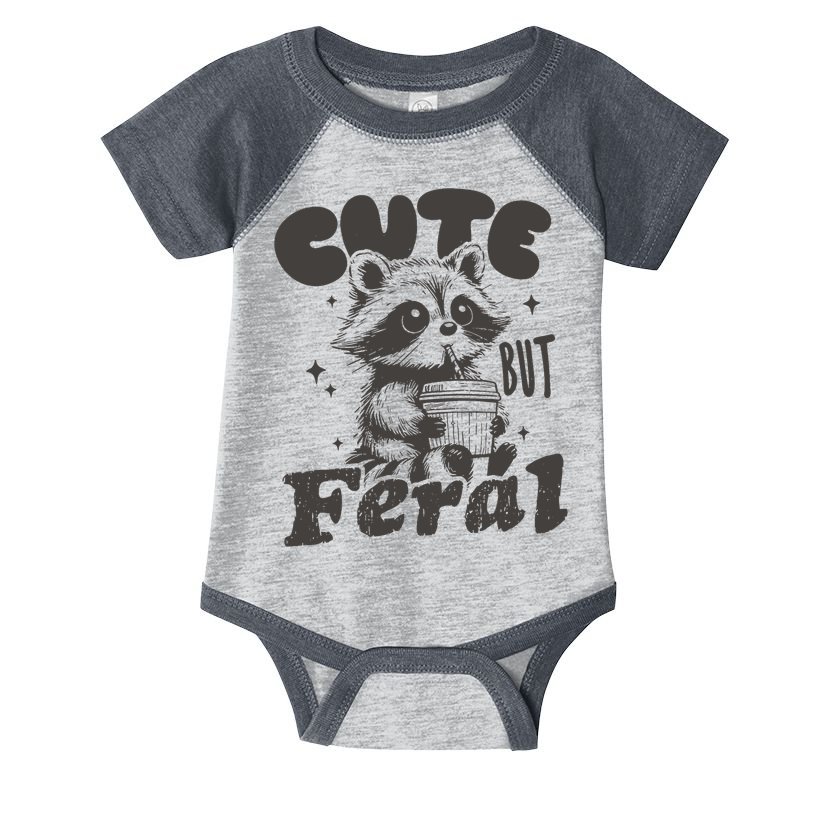 Cute But Feral Funny Racoon With Glasses  Infant Baby Jersey Bodysuit