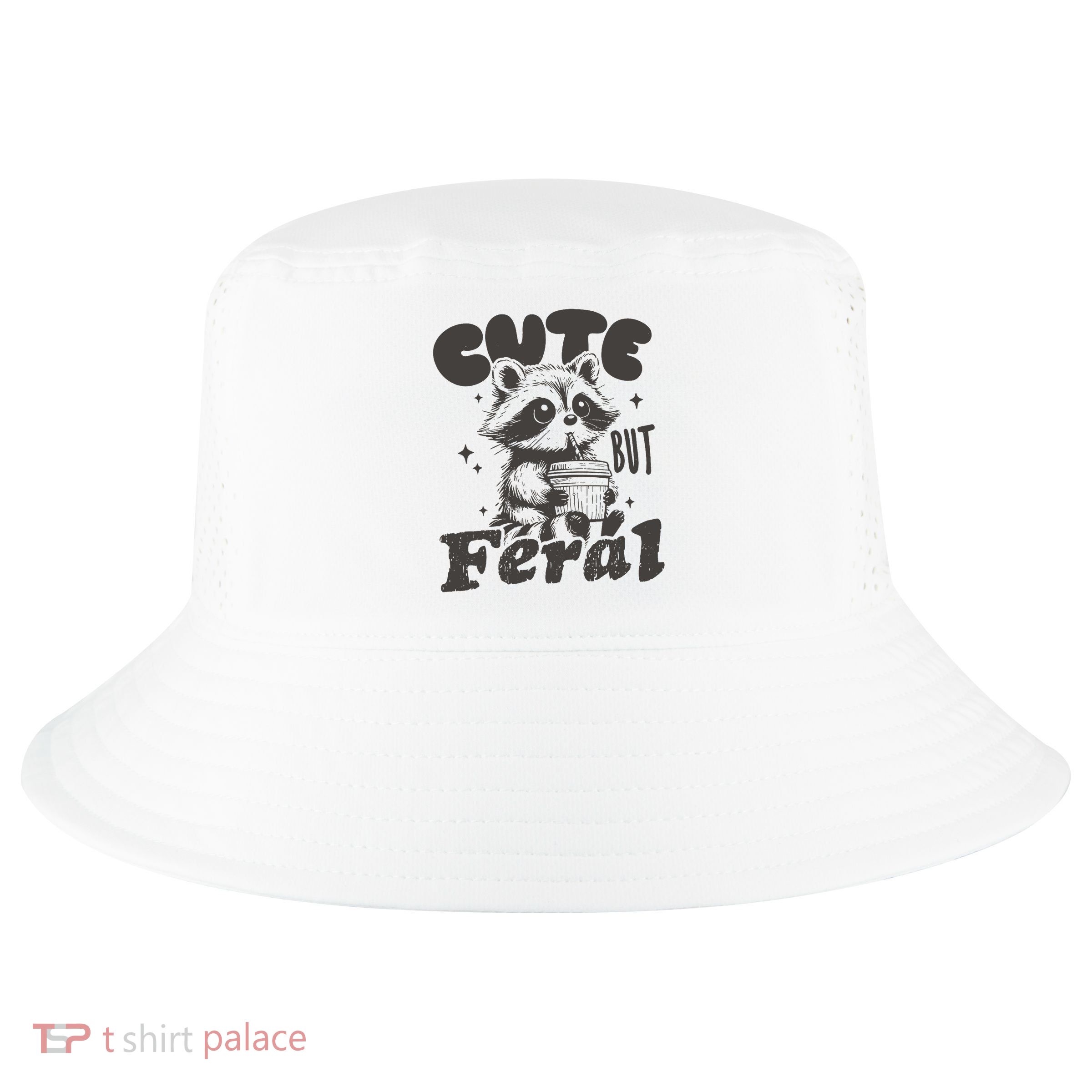 Cute But Feral Funny Racoon With Glasses  Cool Comfort Performance Bucket Hat