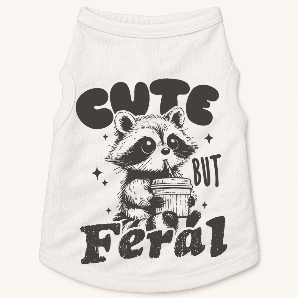 Cute But Feral Funny Racoon With Glasses  Doggie Tank