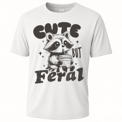 Cute But Feral Funny Racoon With Glasses  Performance Shirt