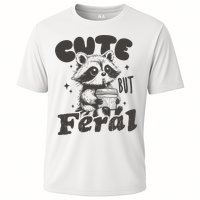 Cute But Feral Funny Racoon With Glasses  Performance Shirt