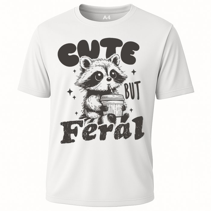 Cute But Feral Funny Racoon With Glasses  Performance Shirt