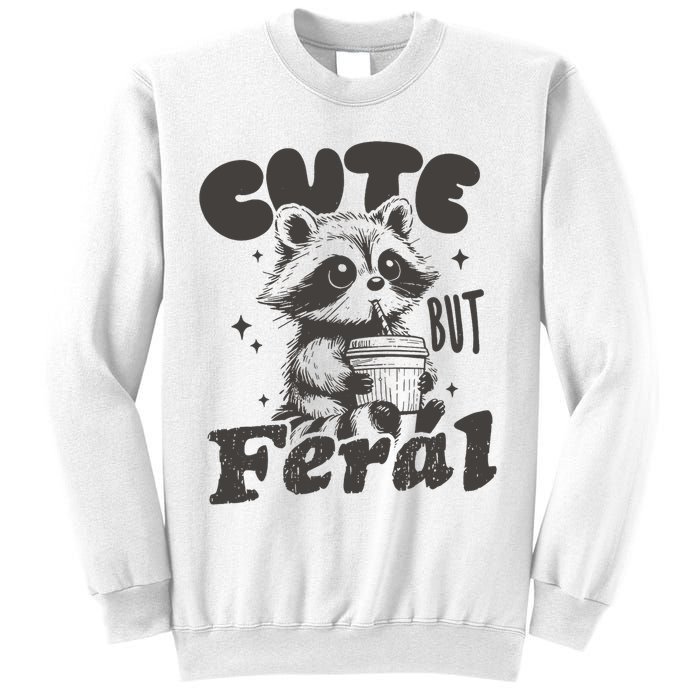 Cute But Feral Funny Racoon With Glasses  Sweatshirt