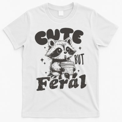 Cute But Feral Funny Racoon With Glasses  T-Shirt