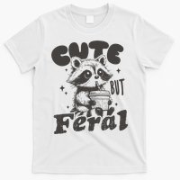 Cute But Feral Funny Racoon With Glasses  T-Shirt