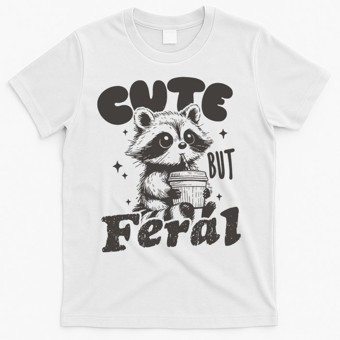 Cute But Feral Funny Racoon With Glasses  T-Shirt