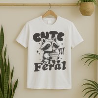 Cute But Feral Funny Racoon With Glasses  T-Shirt