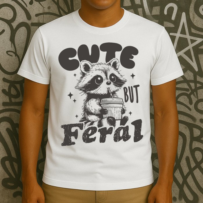 Cute But Feral Funny Racoon With Glasses  T-Shirt