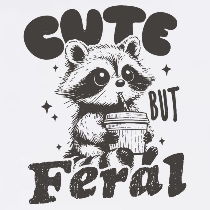 Cute But Feral Funny Racoon With Glasses  Sustainable Bucket Hat