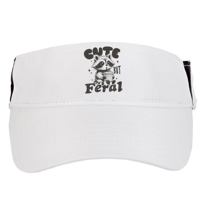 Cute But Feral Funny Racoon With Glasses  Adult Drive Performance Visor