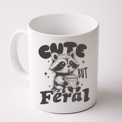 Cute But Feral Funny Racoon With Glasses  Mug