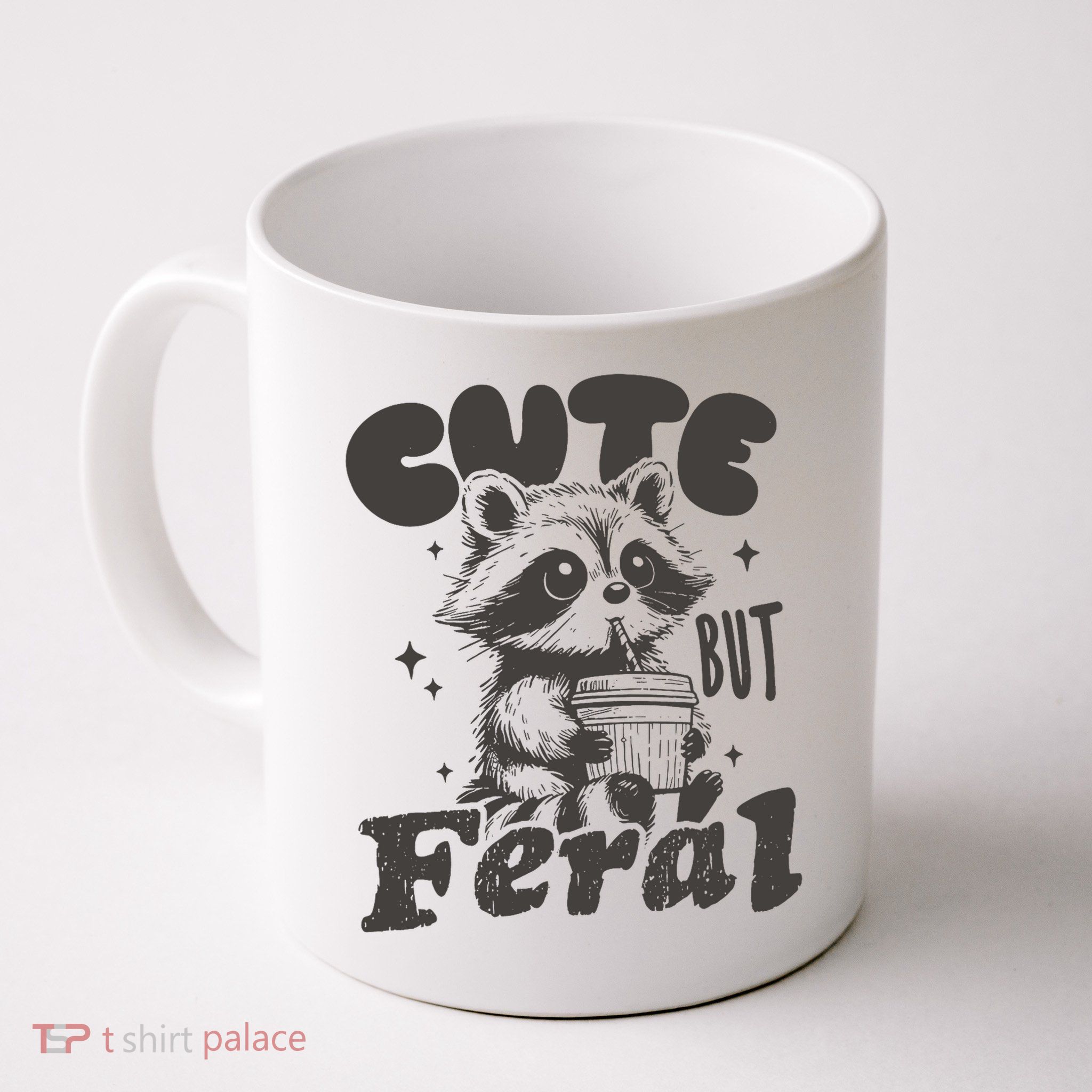Cute But Feral Funny Racoon With Glasses  Mug